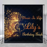 Aperturee - Aperturee Gilded Note Music Is Life Custom Name Birthday Backdrop